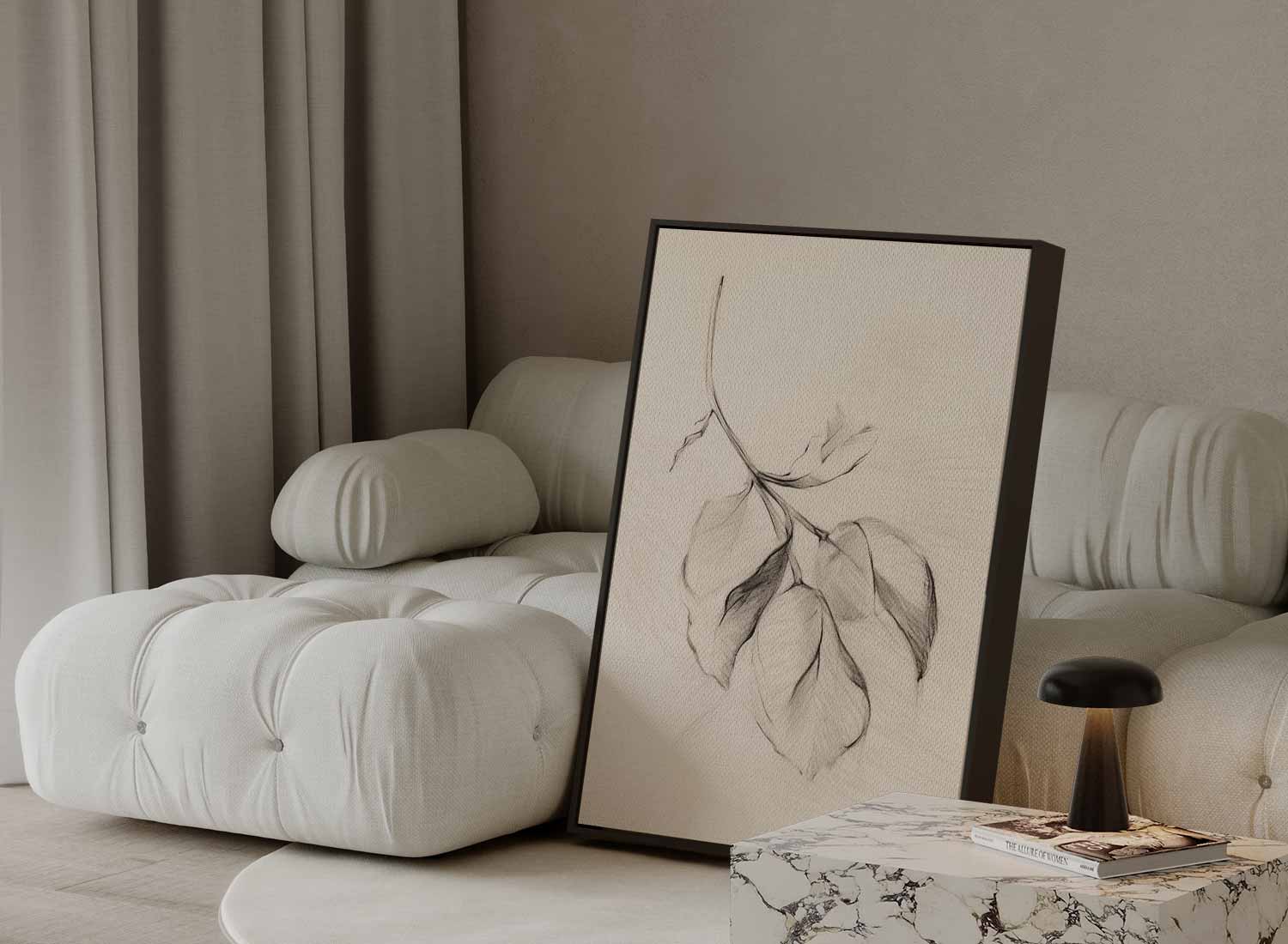 Eenvoudige Bladtekening Kunstwerk-canvas-dibond-plexiglas-wanddecoratie-WallArtistic