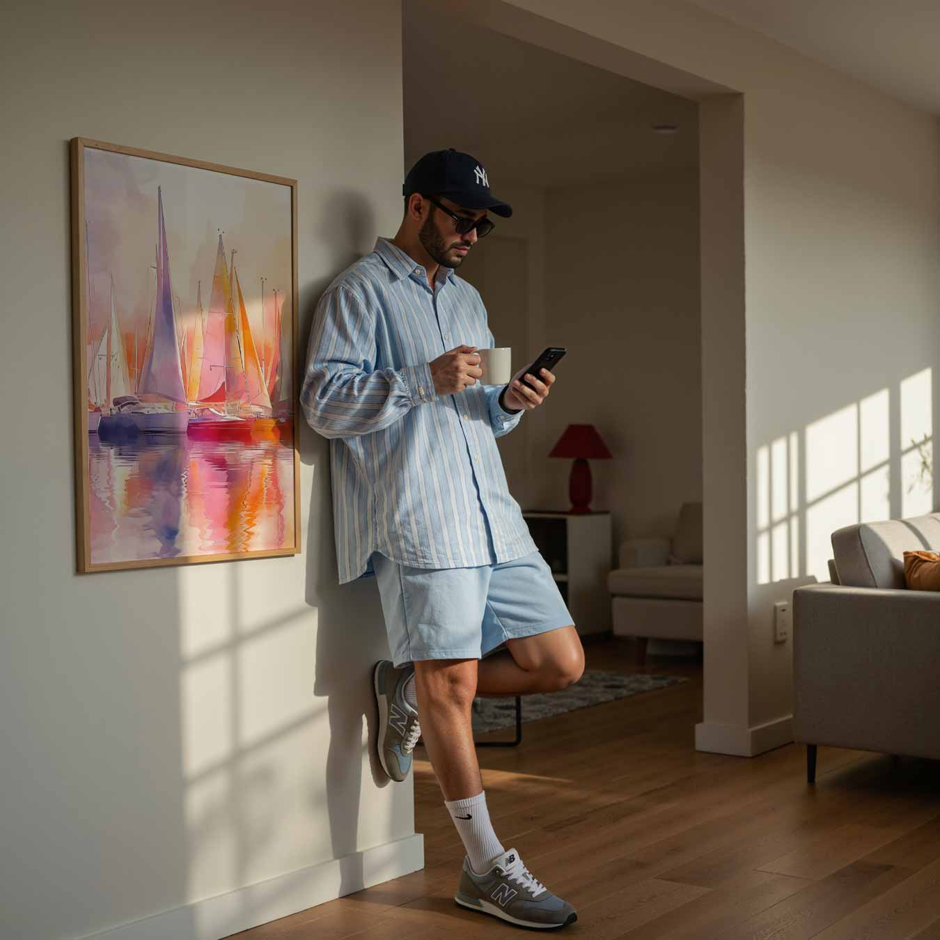 Kleurrijke Zeilboten in Waterverf Poster-WallArtistic