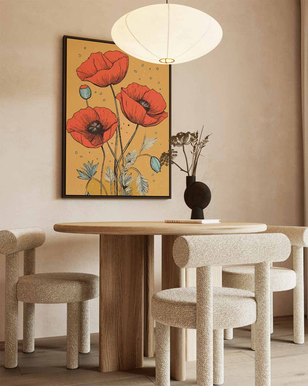 Vrolijke Klaprozen op Gouden Achtergrond Kunstwerk-canvas-dibond-plexiglas-wanddecoratie-WallArtistic