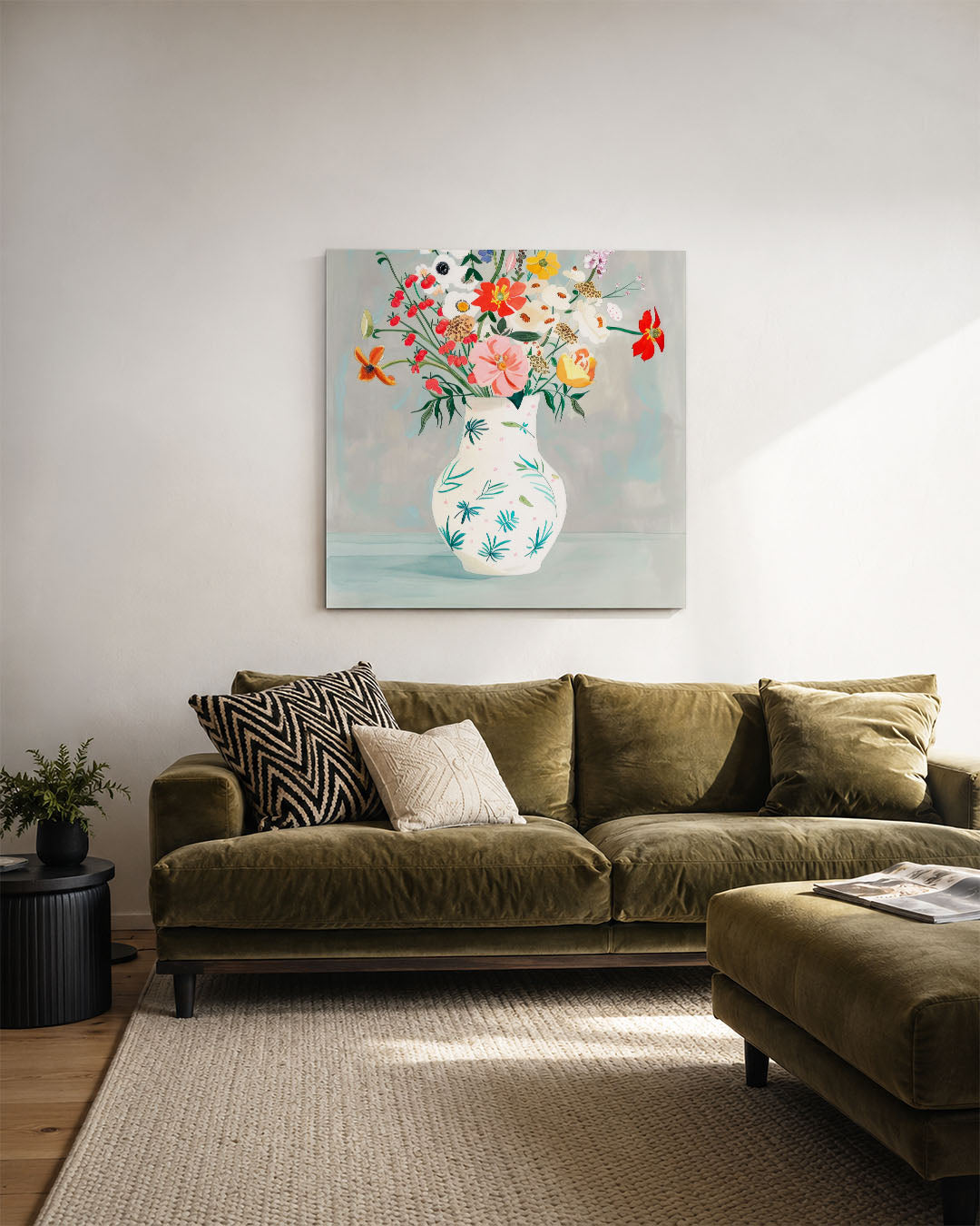 Bloemrijke vaas Kunstwerk