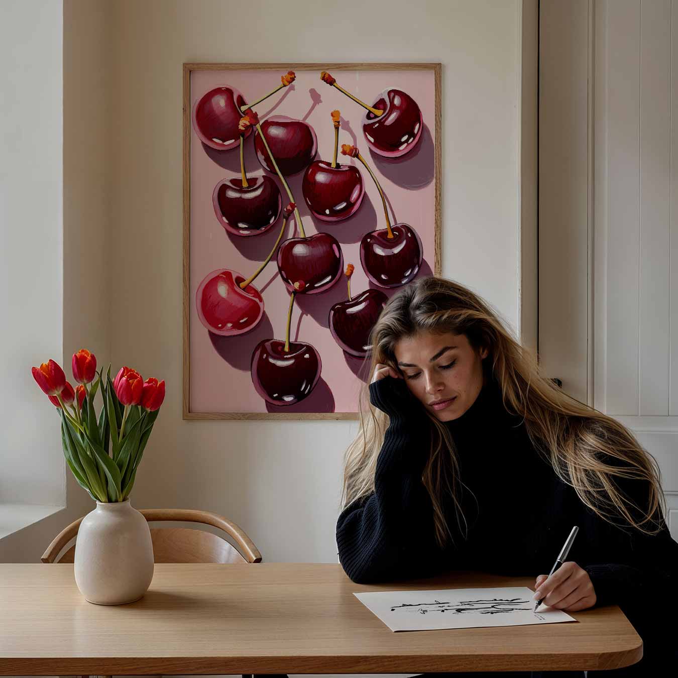 Kersenliefde voor aan de Muur Poster