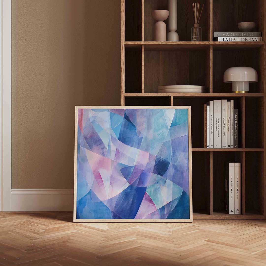 Abstracte blauwe vormen Poster