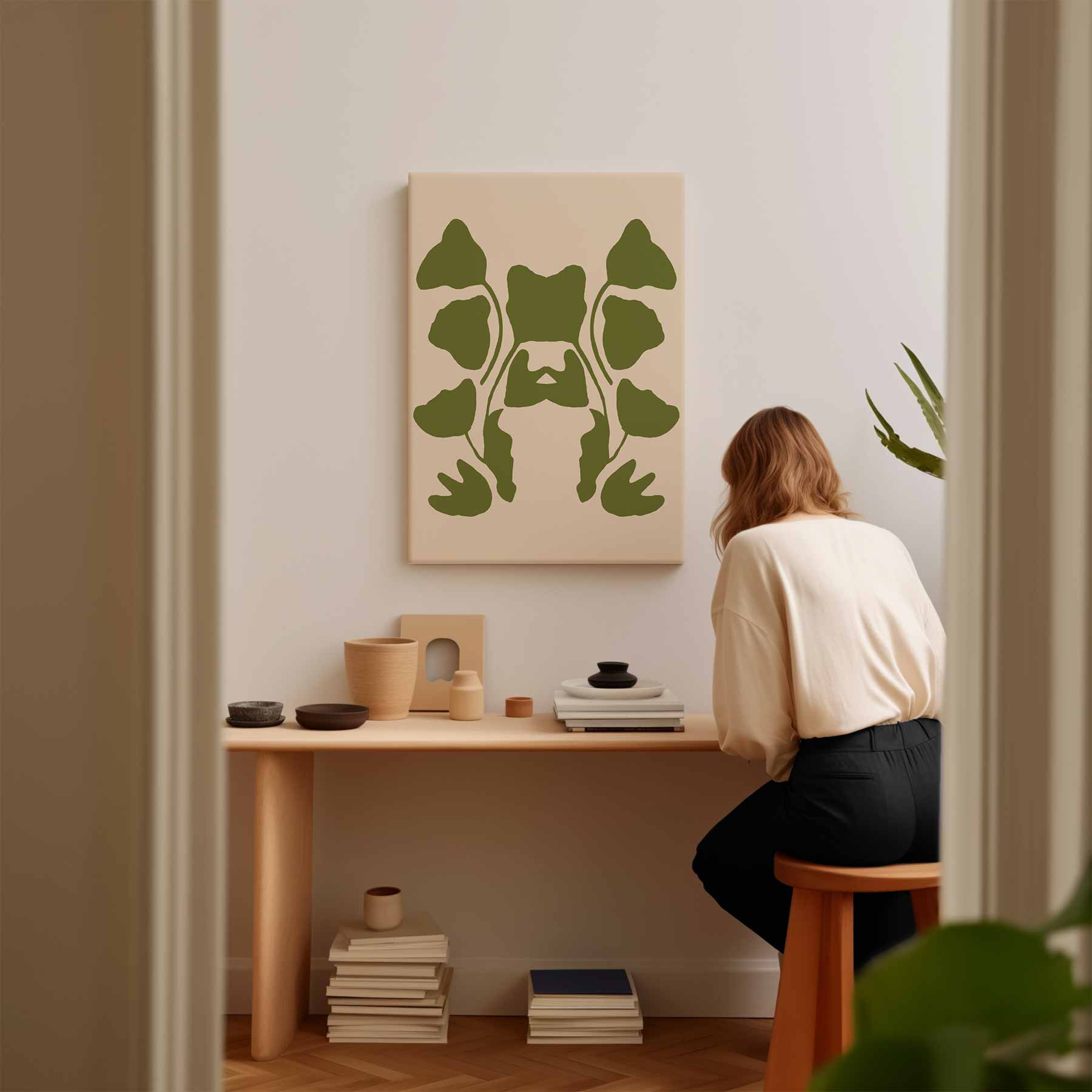 Speelse Symmetrie in Groen Kunstwerk-canvas-dibond-plexiglas-wanddecoratie-WallArtistic