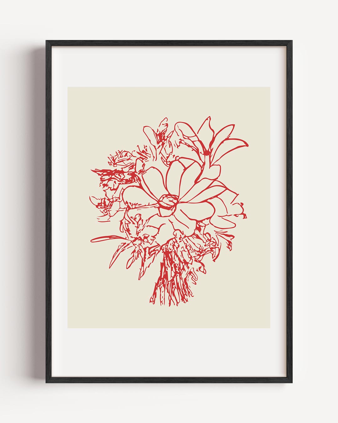 Bloemenpracht in Lijnenspel Poster-WallArtistic