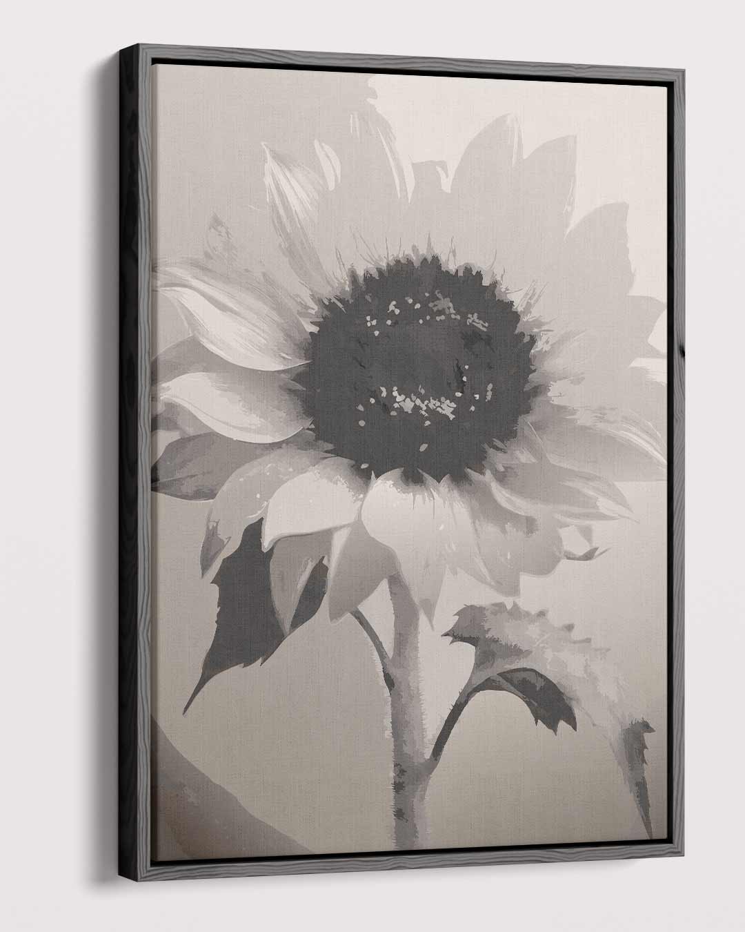 Zwart-wit Zonnebloem Print Kunstwerk-canvas-dibond-plexiglas-wanddecoratie-WallArtistic