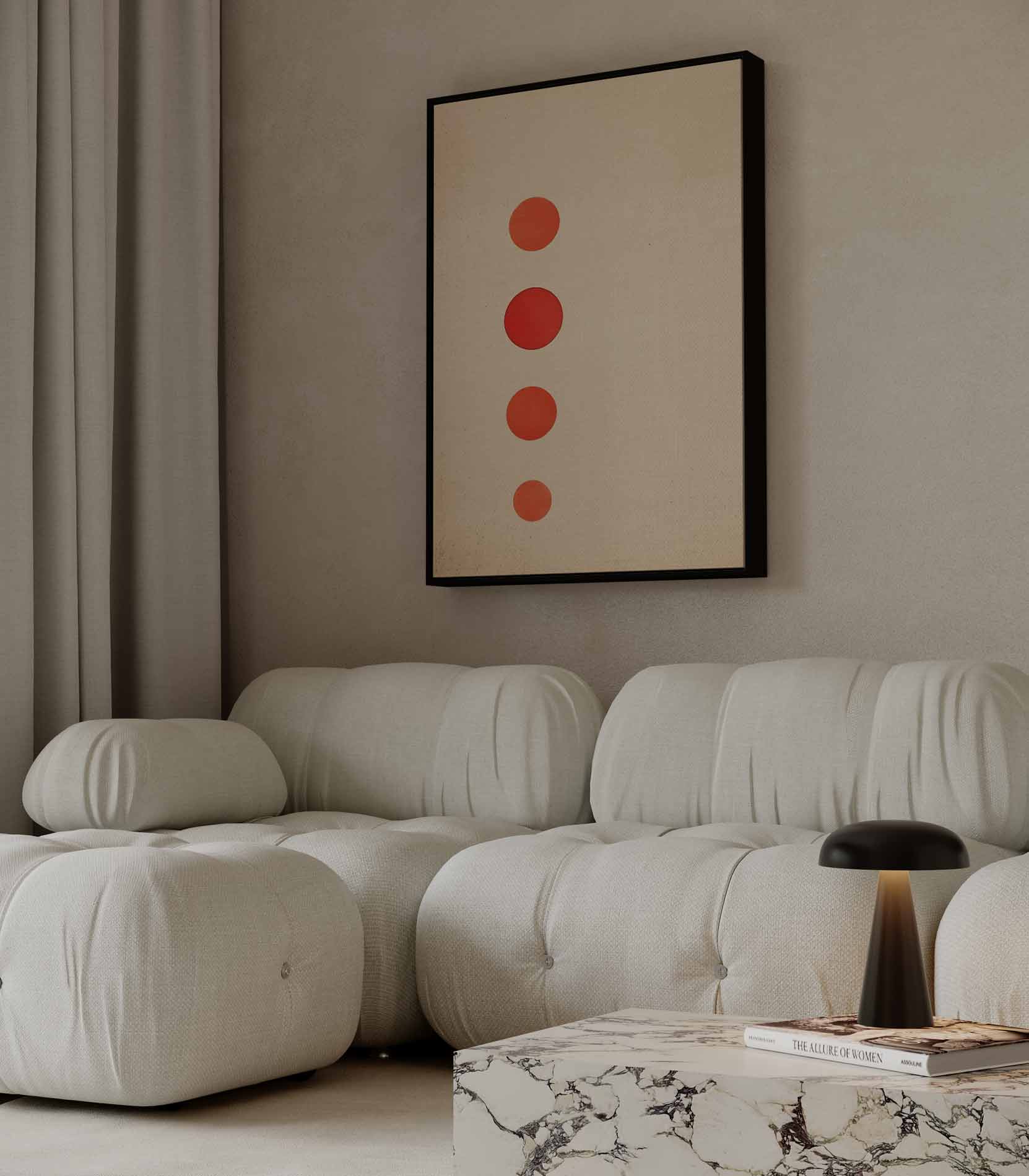 Minimalistisch Rood Cirkelkunstwerk-canvas-dibond-plexiglas-wanddecoratie-WallArtistic