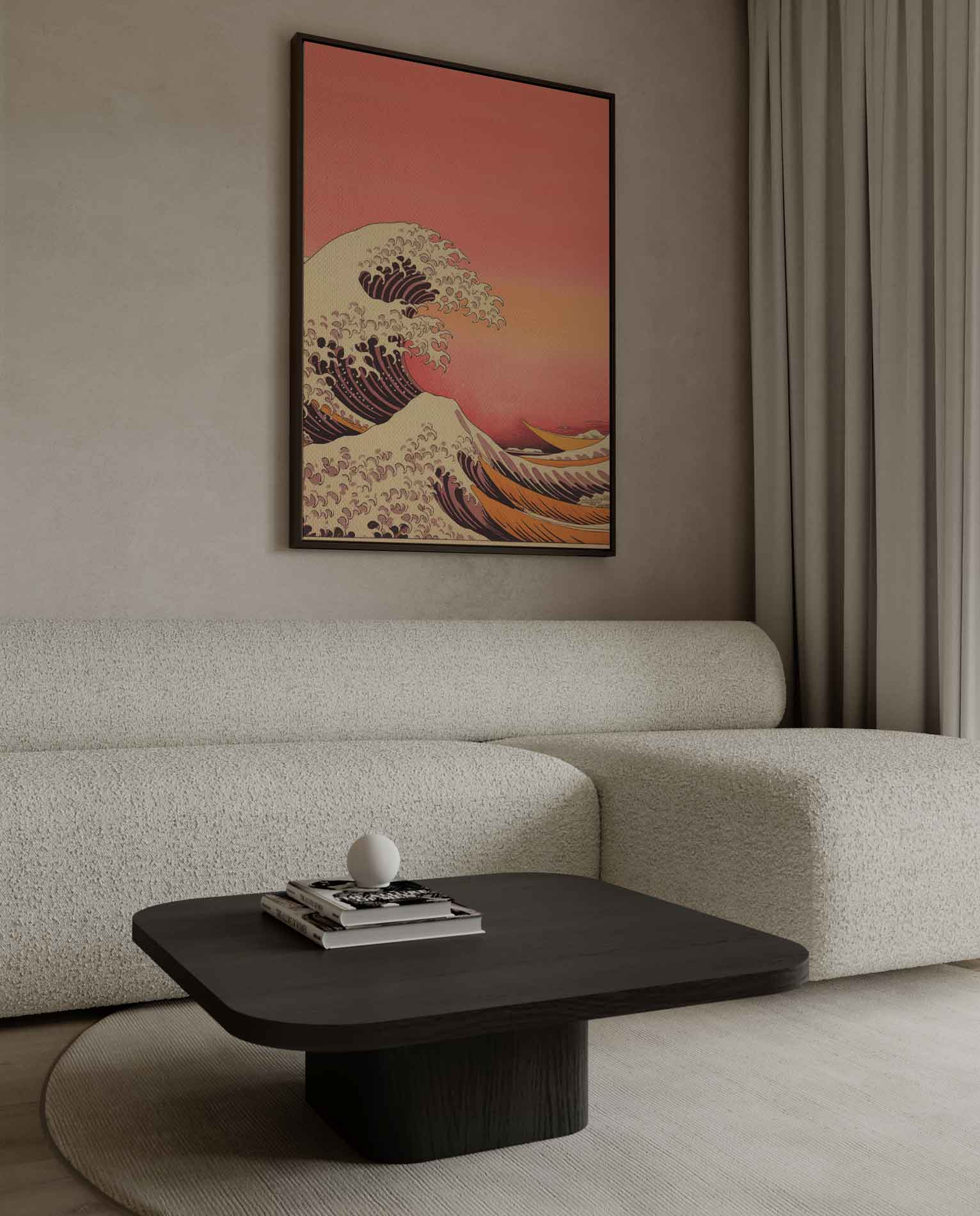 Golven in Zonsondergang Kunstwerk-canvas-dibond-plexiglas-wanddecoratie-WallArtistic