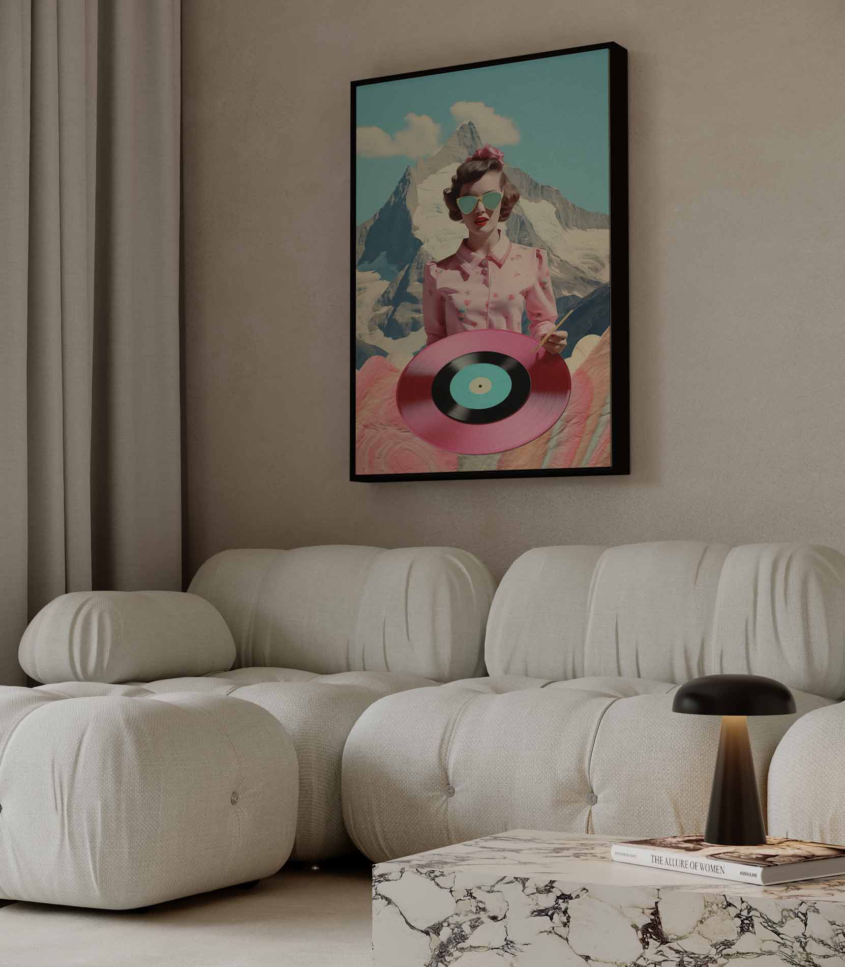 Retro Vinyl Bergen Kunstwerk-canvas-dibond-plexiglas-wanddecoratie-WallArtistic