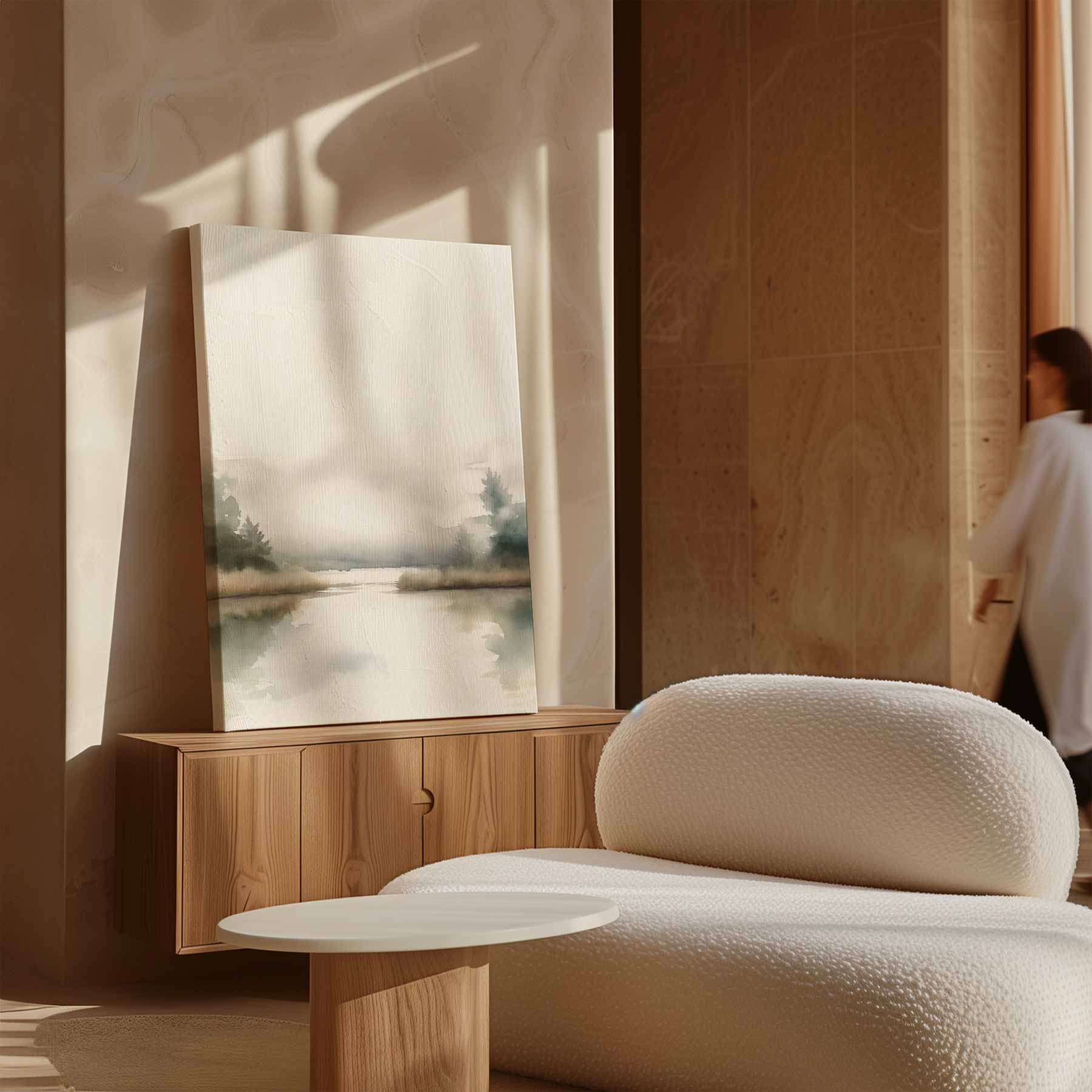 Sereen Landschap in Aquarel Kunstwerk-canvas-dibond-plexiglas-wanddecoratie-WallArtistic