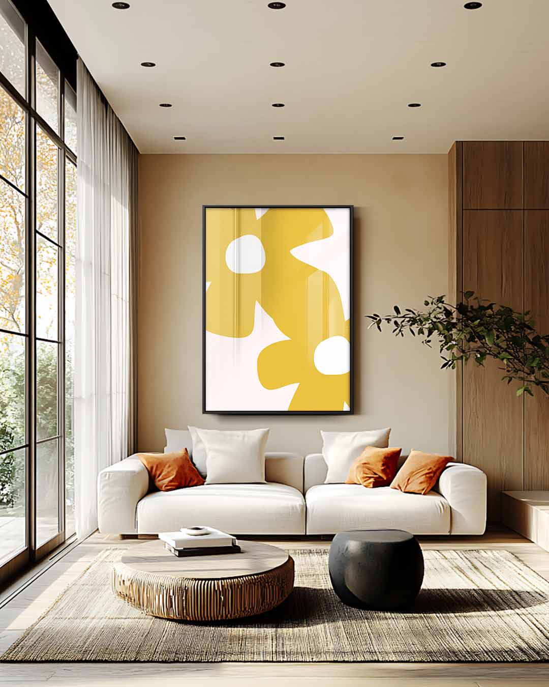 Bloemen in het Zonnegeel Kunstwerk-canvas-dibond-plexiglas-wanddecoratie-WallArtistic