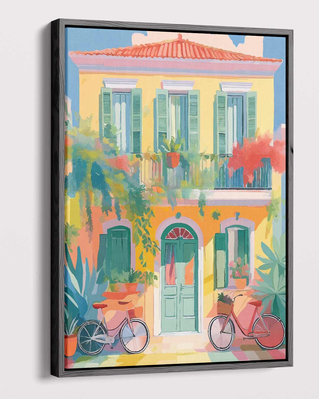 Zonnige Mediterrane Gevel Kunstwerk-canvas-dibond-plexiglas-wanddecoratie-WallArtistic