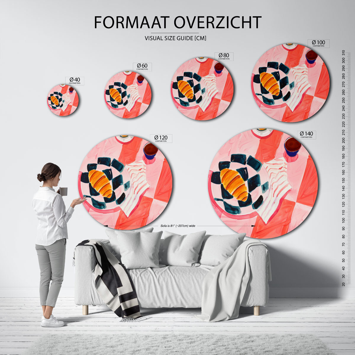 Ontbijt met croissant Muurcirkel