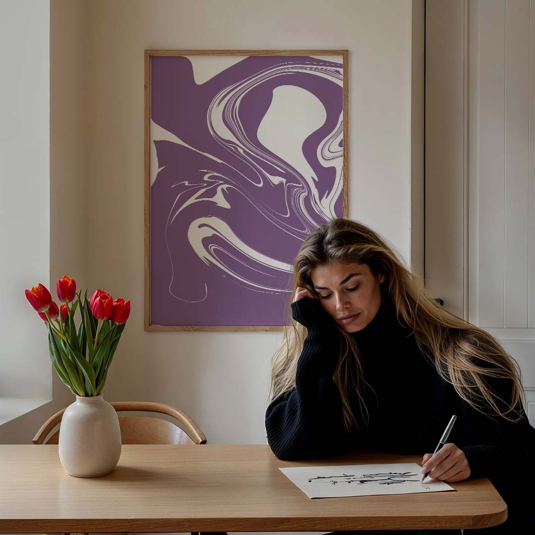 Abstracte Paarse Marmering Poster-WallArtistic