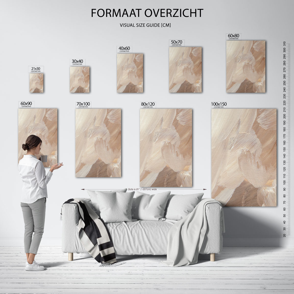 Beige penseelstreken Poster