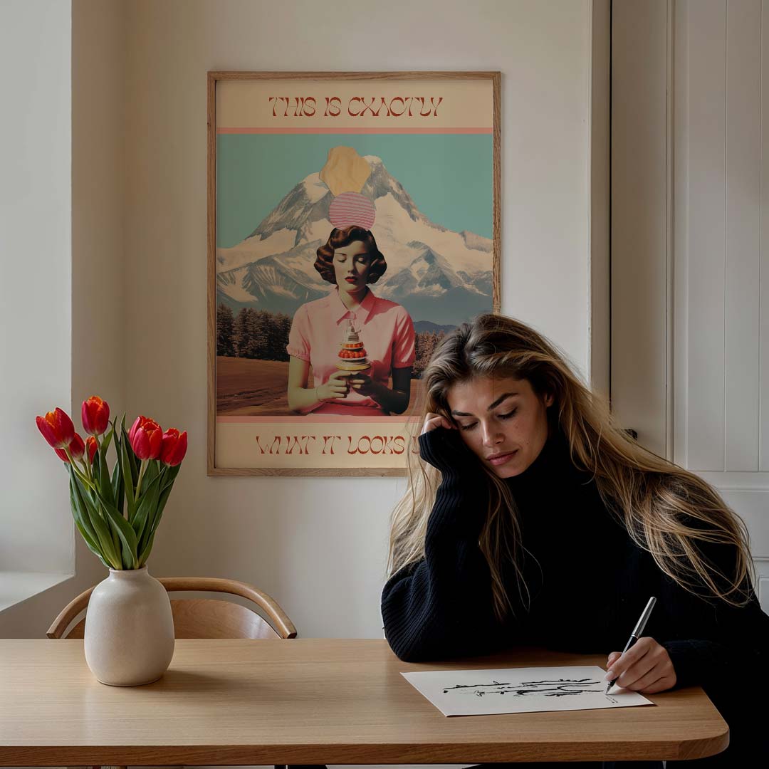 Dromerige Retro Berglandschap Poster-WallArtistic