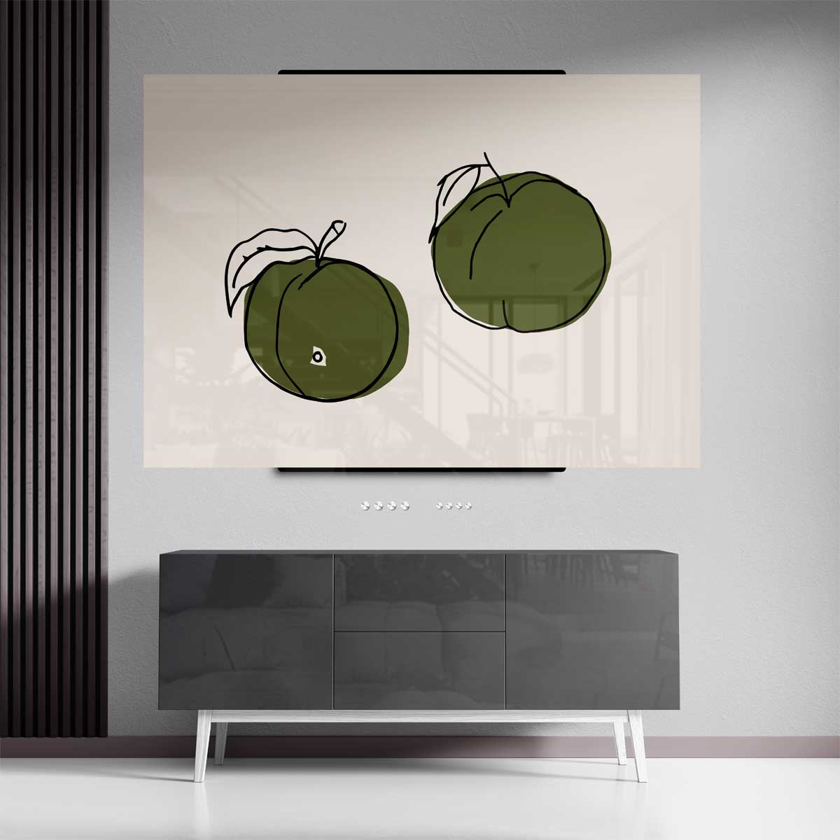 Twee Groene Vruchten Kunstafdruk Kunstwerk-canvas-dibond-plexiglas-wanddecoratie-WallArtistic