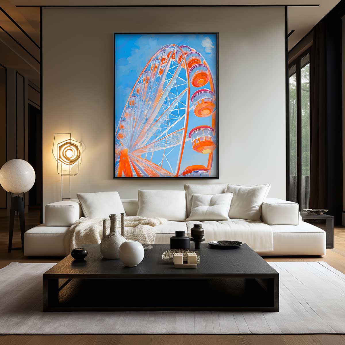 Kleurrijke Reuzenrad Fantasie Kunstwerk-canvas-dibond-plexiglas-wanddecoratie-WallArtistic