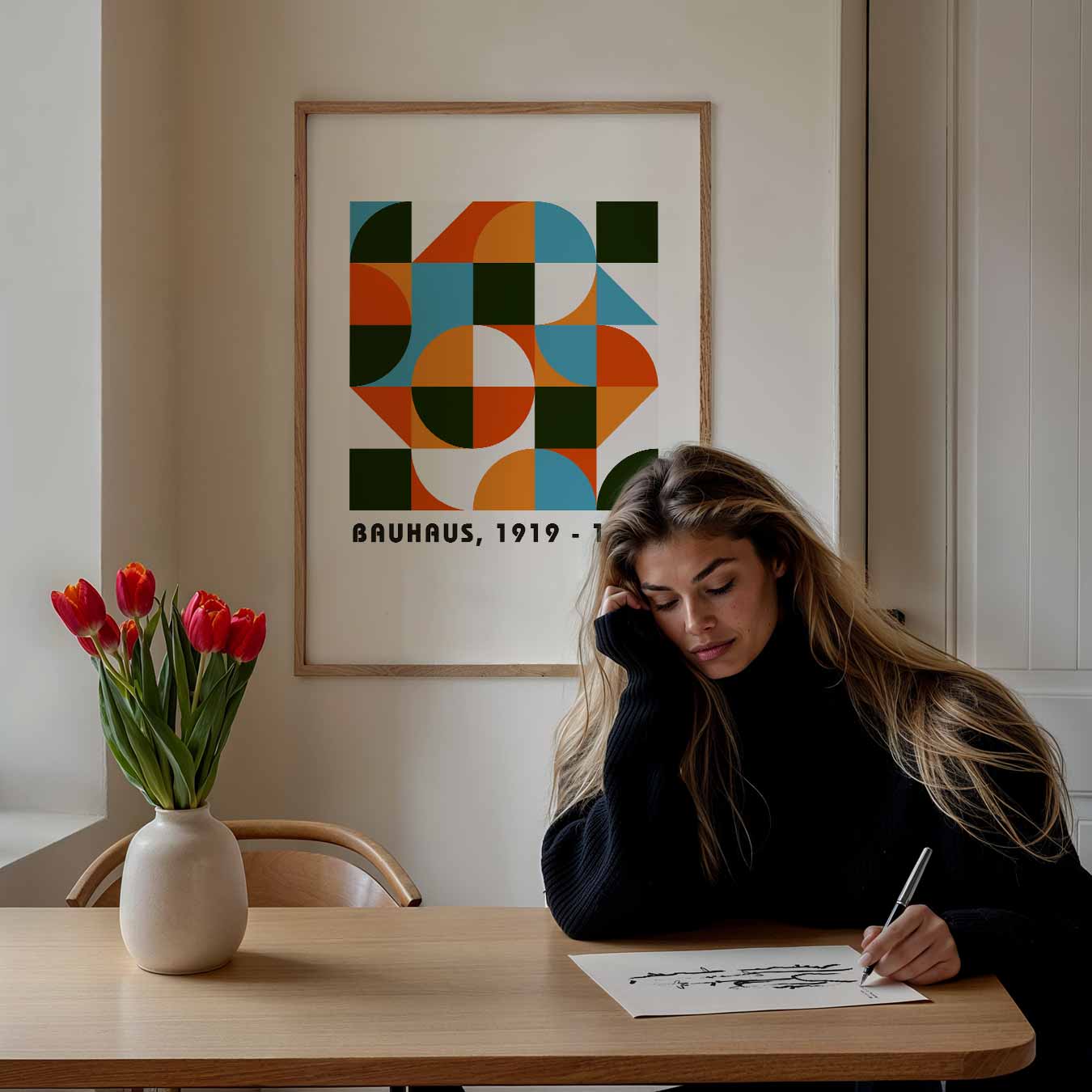 Bauhaus Stijlvol Vormenpatroon Poster-WallArtistic