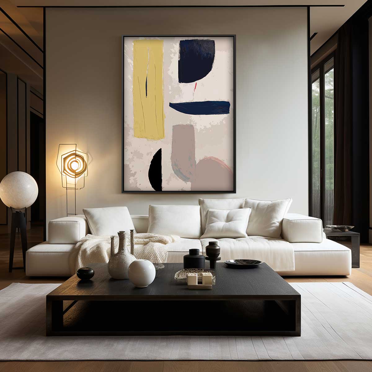Moderne Abstracte Compositie Kunstwerk-canvas-dibond-plexiglas-wanddecoratie-WallArtistic