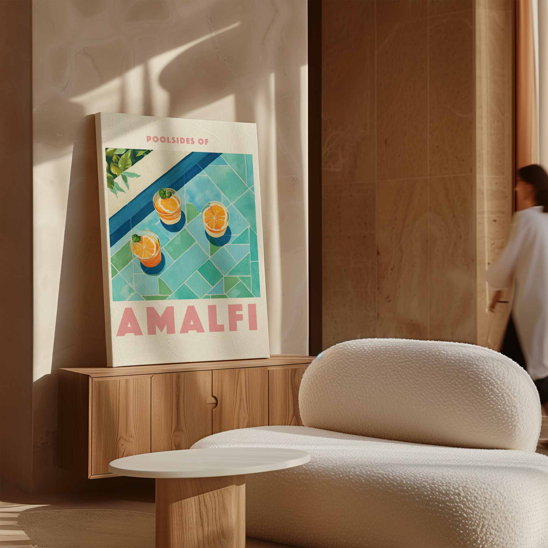 Poolside Genieten in Amalfi Kunstwerk-canvas-dibond-plexiglas-wanddecoratie-WallArtistic