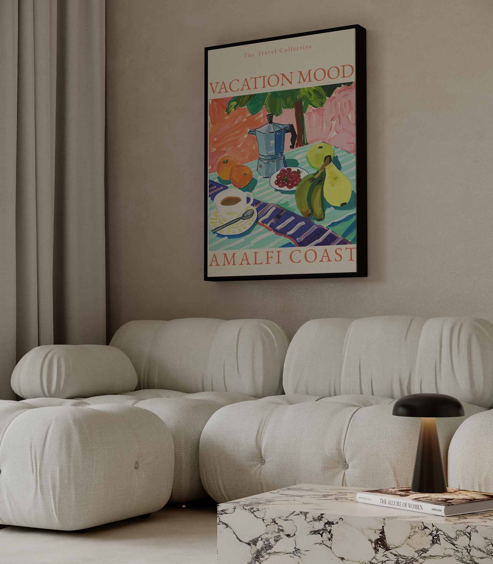 Vakantiestemming aan de Amalfikust Kunstwerk-canvas-dibond-plexiglas-wanddecoratie-WallArtistic
