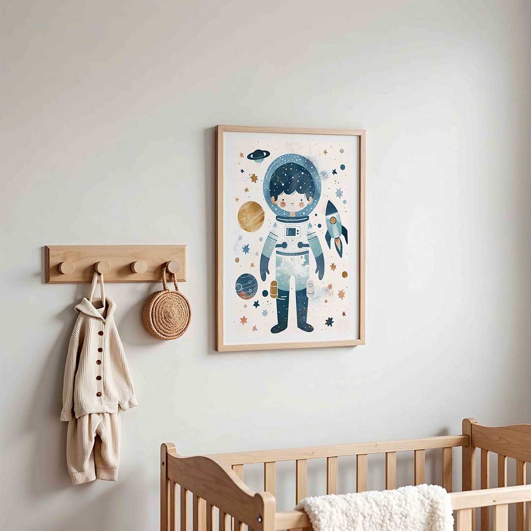 Astronaut en raket Poster