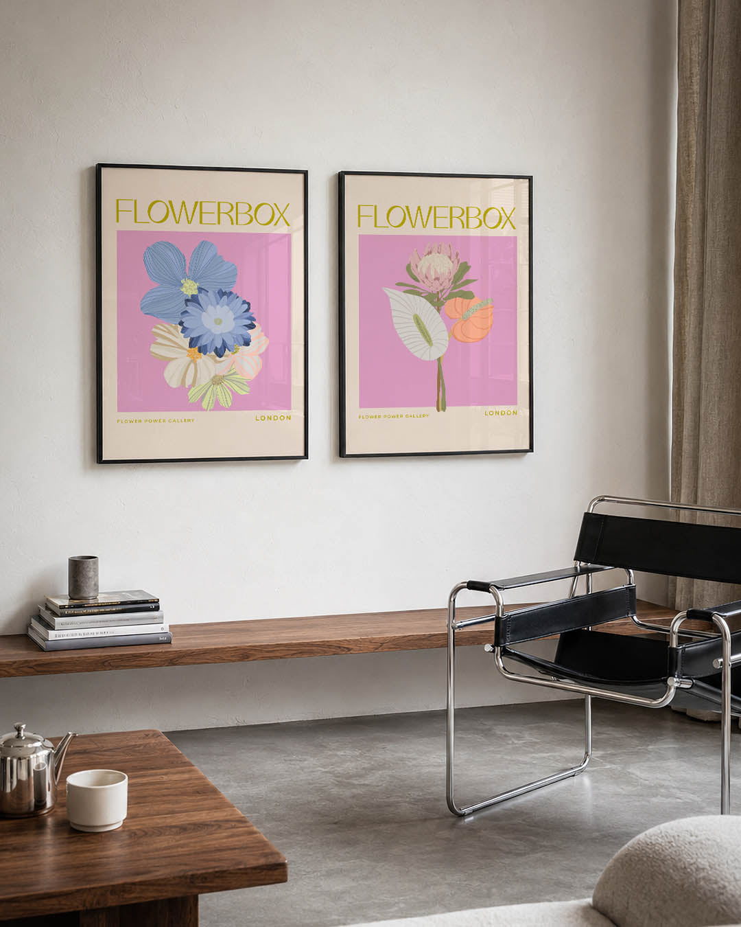 Bloemen en pastel Posterset