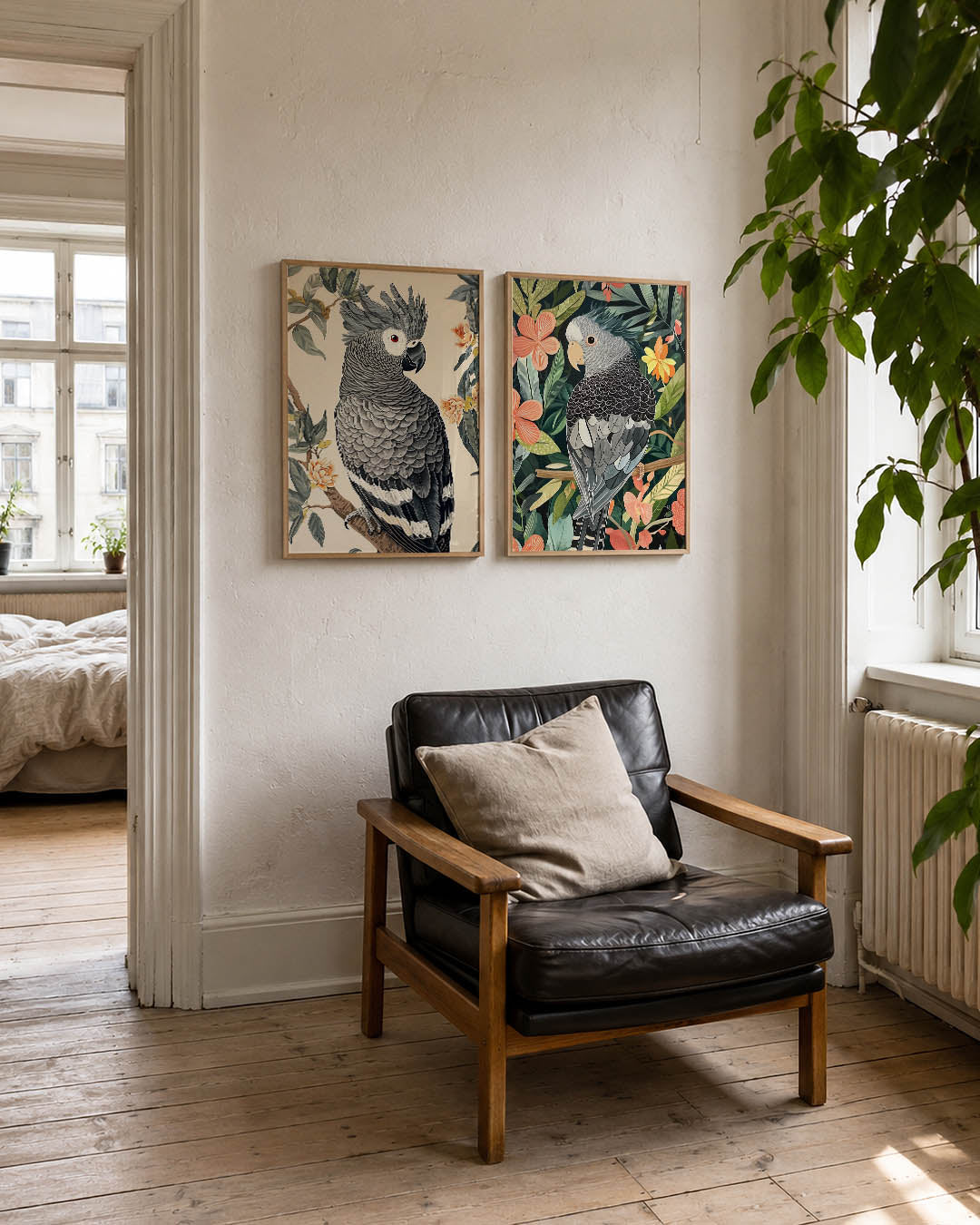 Vogel en bloemen Posterset