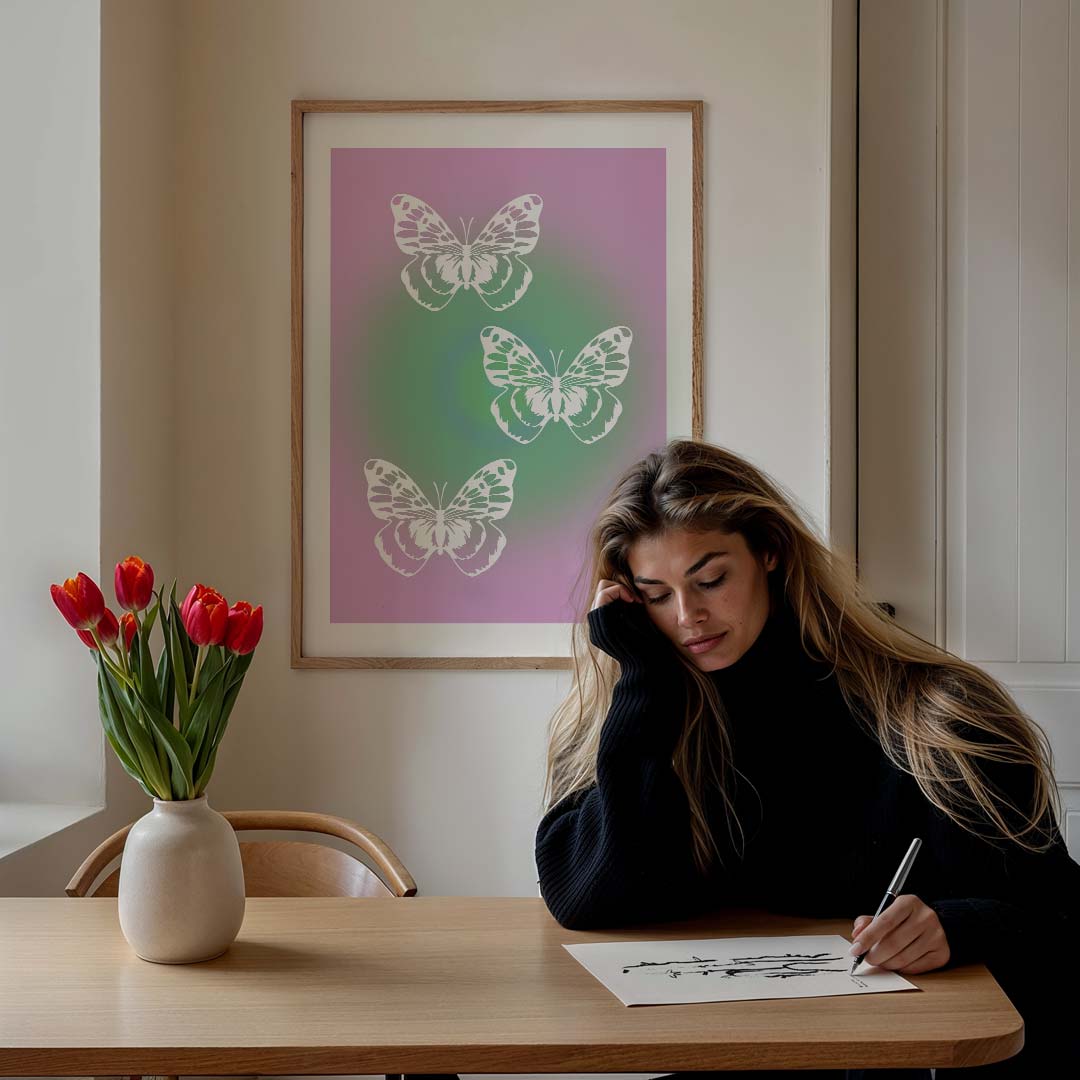 Vlinder Romantiek Wanddecoratie Poster-WallArtistic