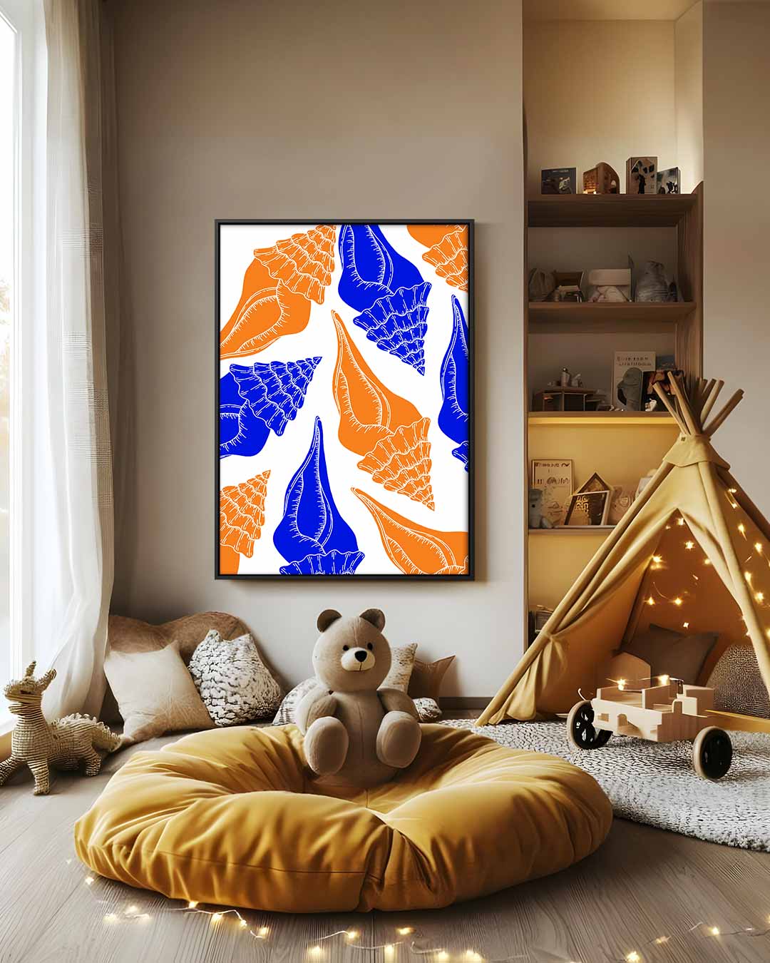 Schelpenavontuur op Kleur Kunstwerk-canvas-dibond-plexiglas-wanddecoratie-WallArtistic