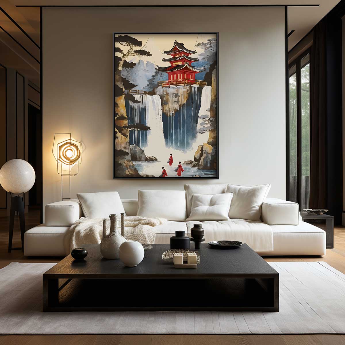 Zen Watervallen Kunstwerk-canvas-dibond-plexiglas-wanddecoratie-WallArtistic