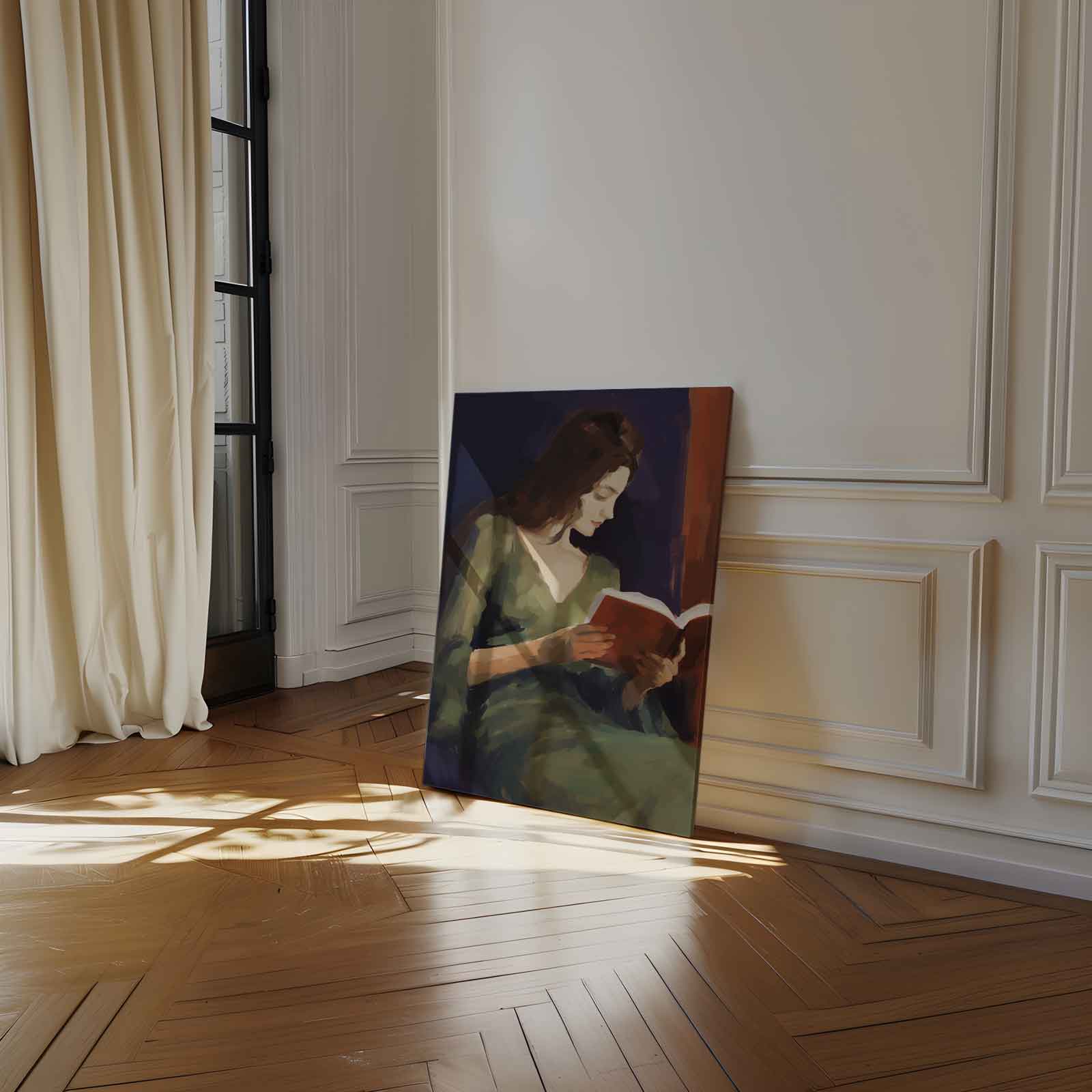 Lezend in Rust Kunstwerk-canvas-dibond-plexiglas-wanddecoratie-WallArtistic