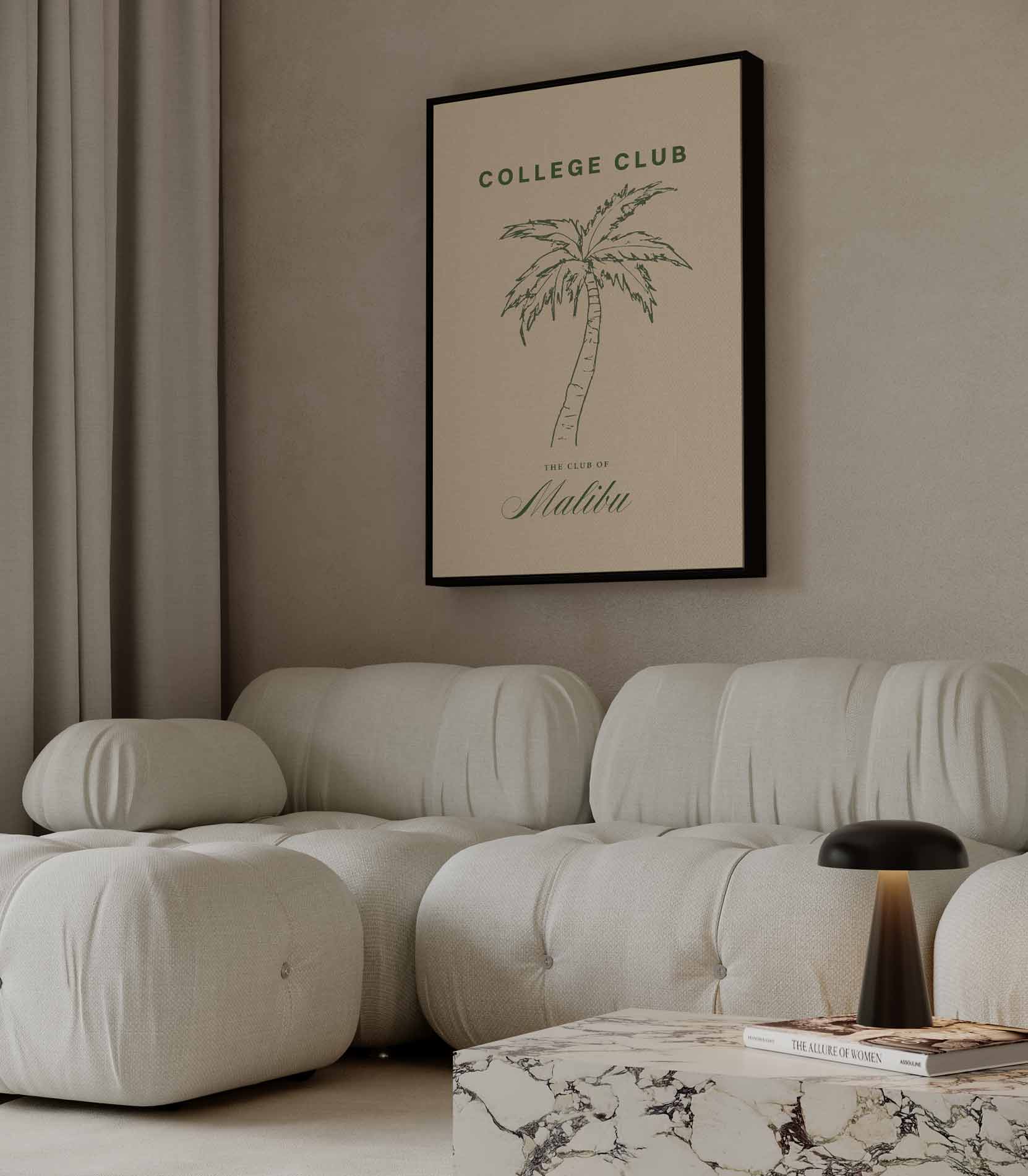 Palmboom Illustratie - College Club Kunstwerk-canvas-dibond-plexiglas-wanddecoratie-WallArtistic