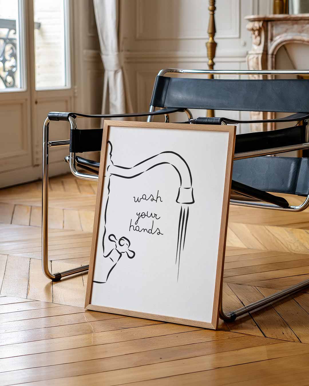 Stijlvolle Minimalistische Handenwas Poster