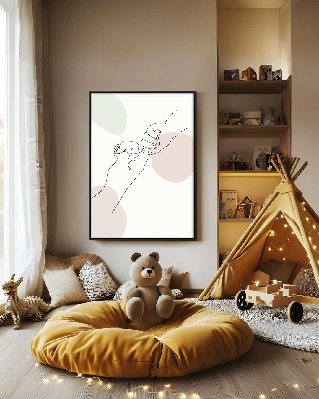Verbondenheid in Lijntekening Kunstwerk-canvas-dibond-plexiglas-wanddecoratie-WallArtistic