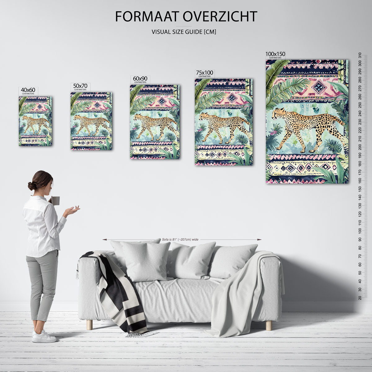 Jungle dierenpatroon Kunstwerk