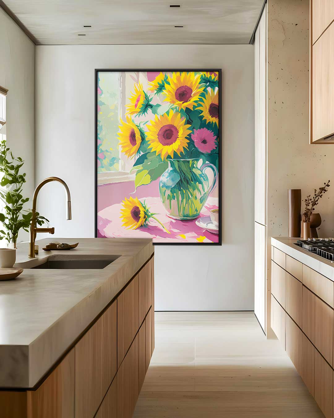 Zomerse Zonnebloem Schilderij Kunstwerk-canvas-dibond-plexiglas-wanddecoratie-WallArtistic