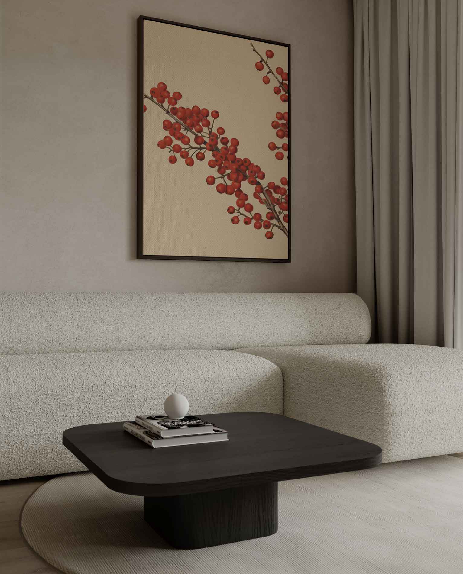 Winterse Bessenpracht Kunstwerk-canvas-dibond-plexiglas-wanddecoratie-WallArtistic