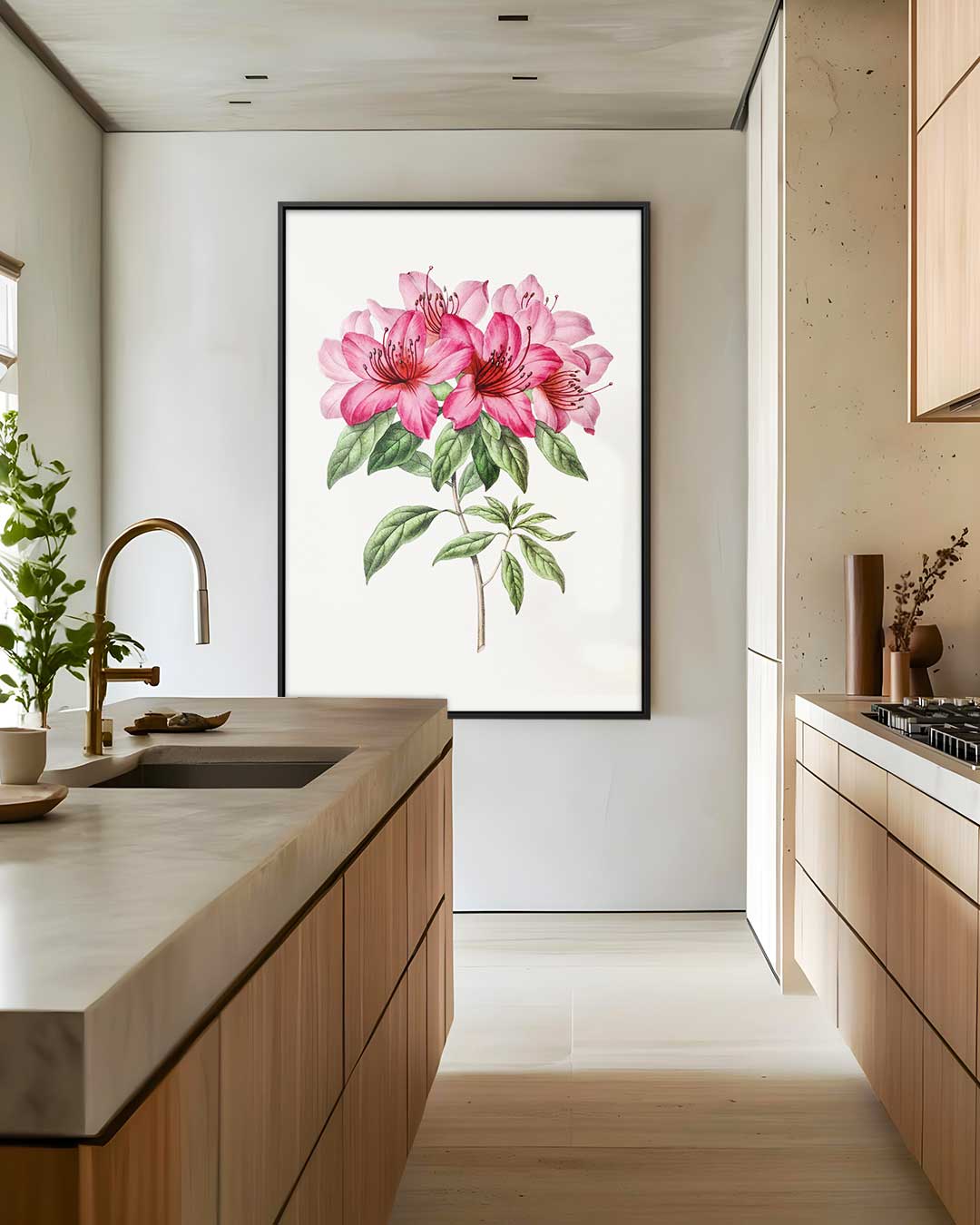 Schilderij van Azalea Bloemen Kunstwerk-canvas-dibond-plexiglas-wanddecoratie-WallArtistic