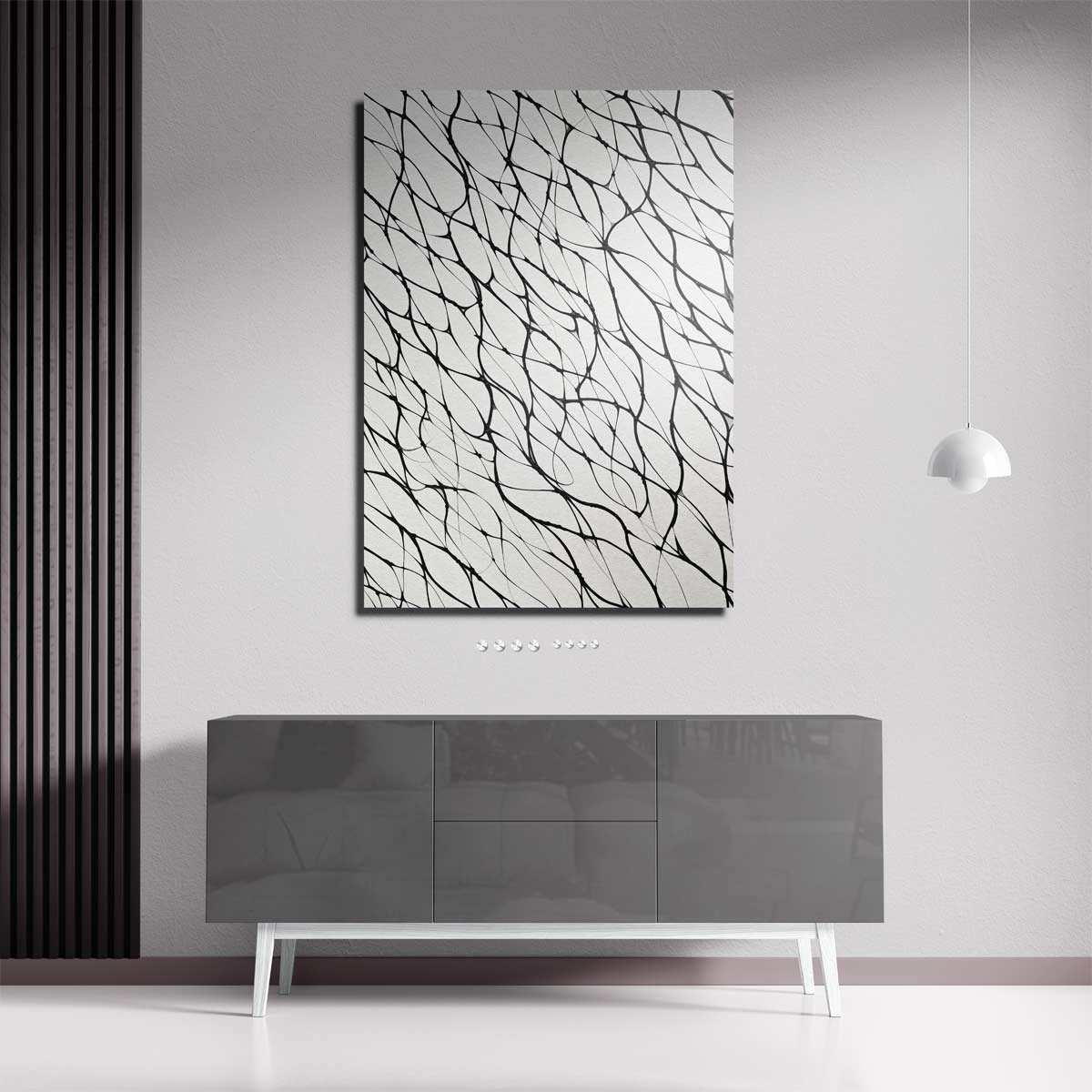 Web van Zwarte Lijnen Kunstwerk-canvas-dibond-plexiglas-wanddecoratie-WallArtistic