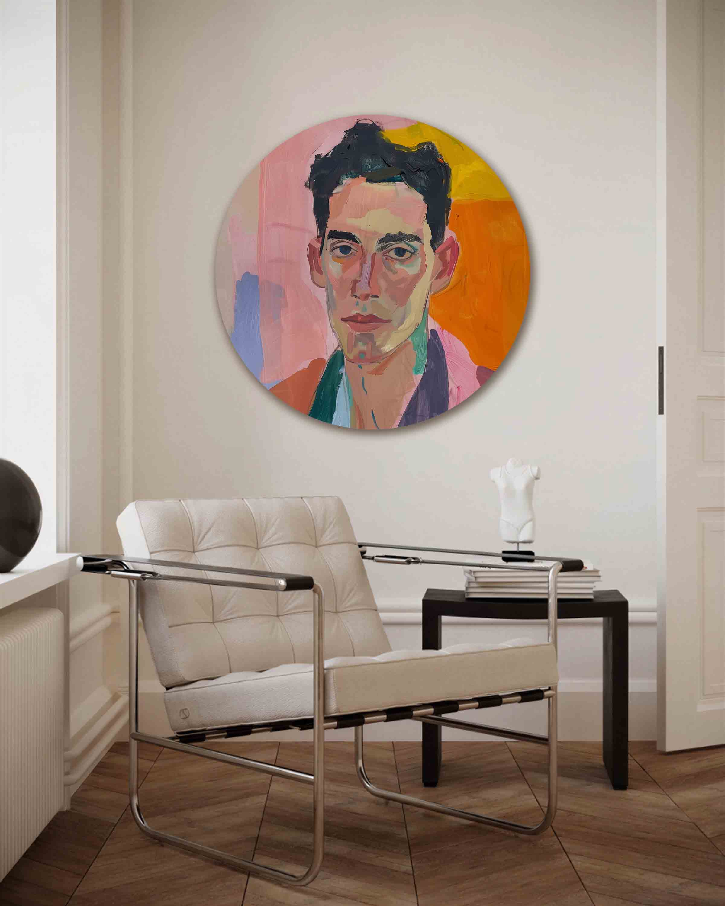 Portret in levendige kleuren Muurcirkel