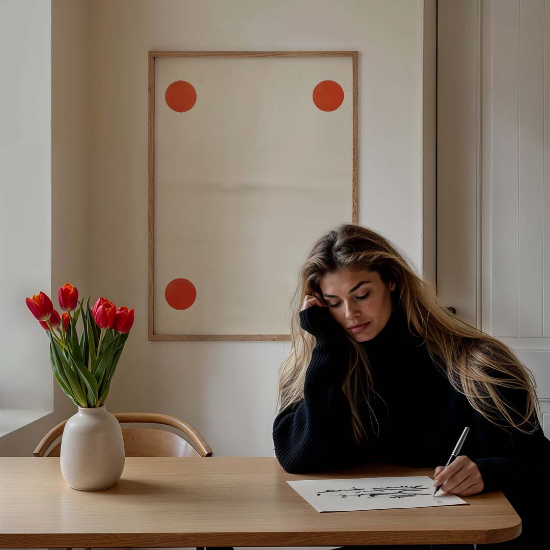 Minimalistische Rode Cirkel Kunstposter-WallArtistic