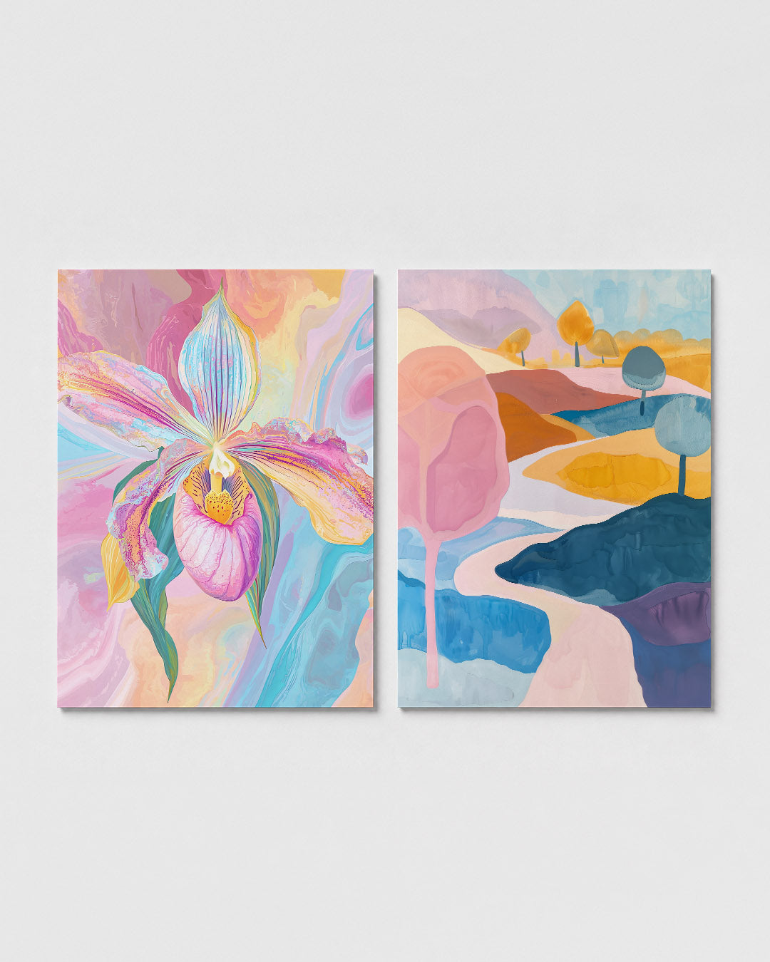 Kleurrijke bloemfantasie Posterset