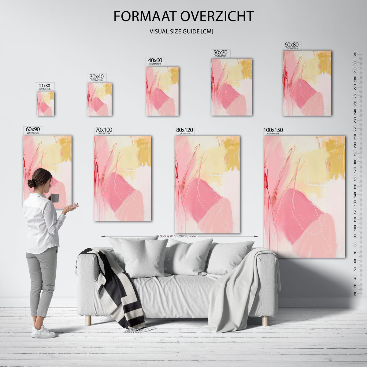 Abstracte roze en gele Poster