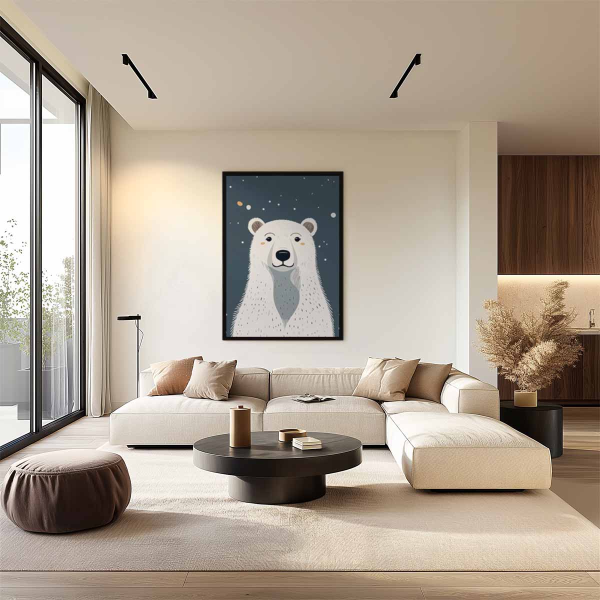 Schattige IJsbeer Illustratie Kunstwerk-canvas-dibond-plexiglas-wanddecoratie-WallArtistic