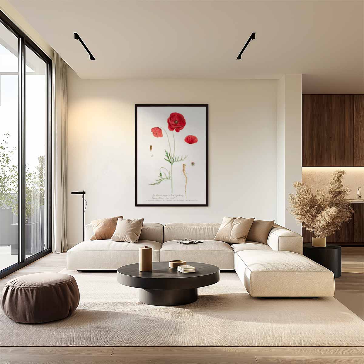 Botanische Print met Rode Klaproos Kunstwerk-canvas-dibond-plexiglas-wanddecoratie-WallArtistic