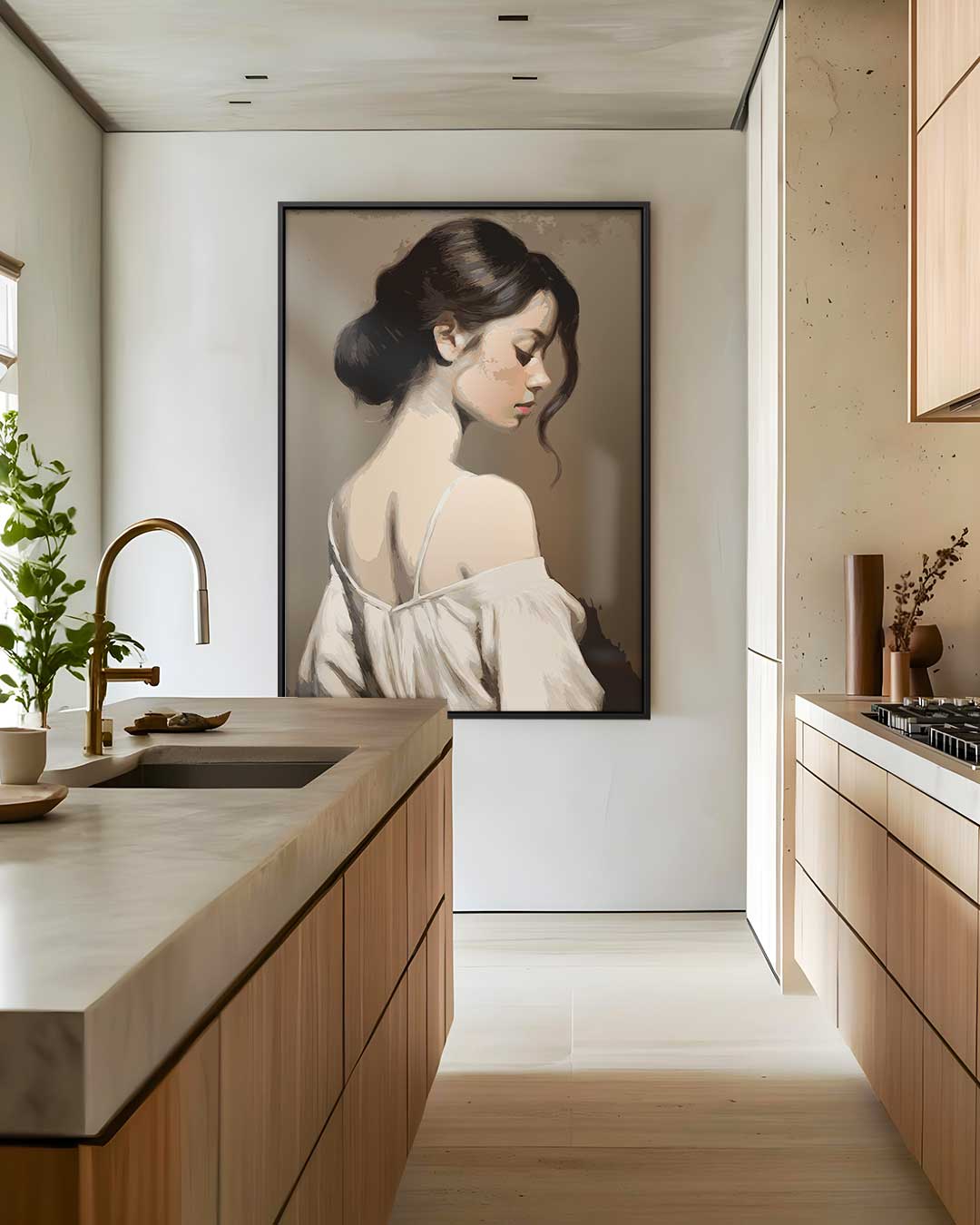 Elegant Zijaanzicht Portret Kunstwerk-canvas-dibond-plexiglas-wanddecoratie-WallArtistic