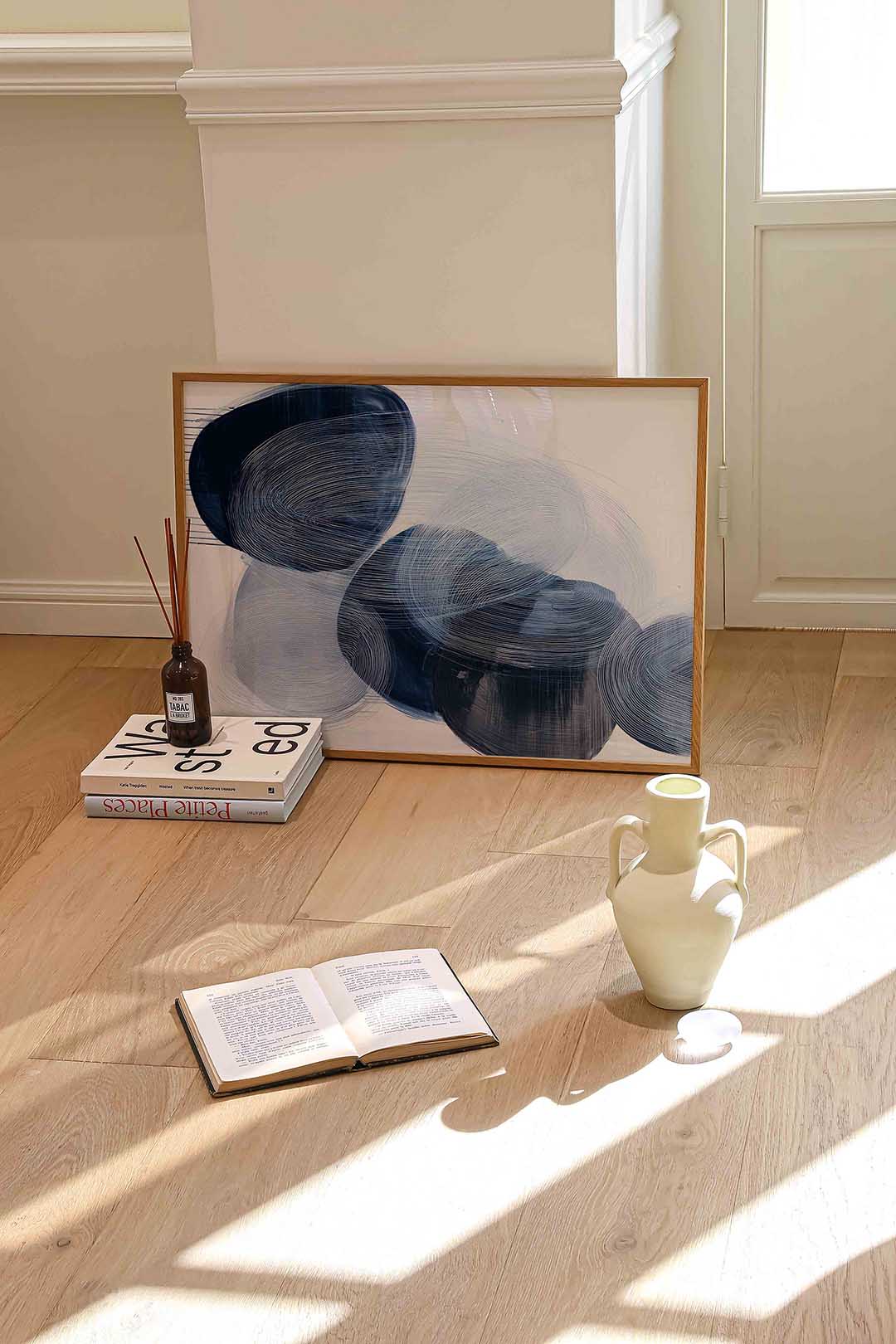 Abstracte blauwe vormen Poster