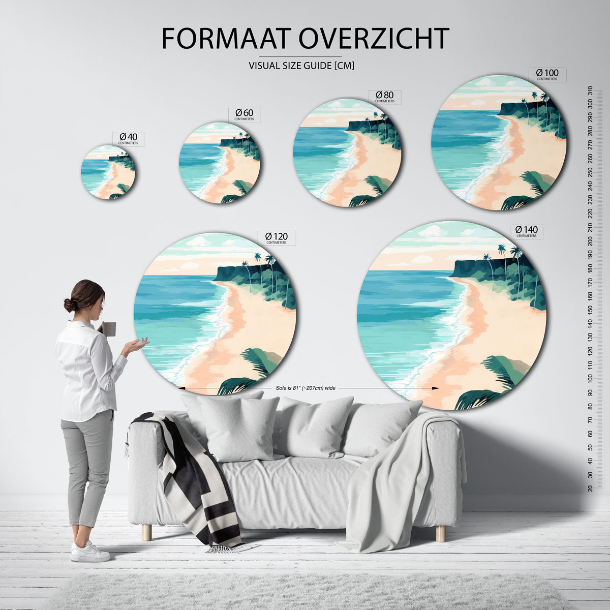 Strand en palmbomen Muurcirkel