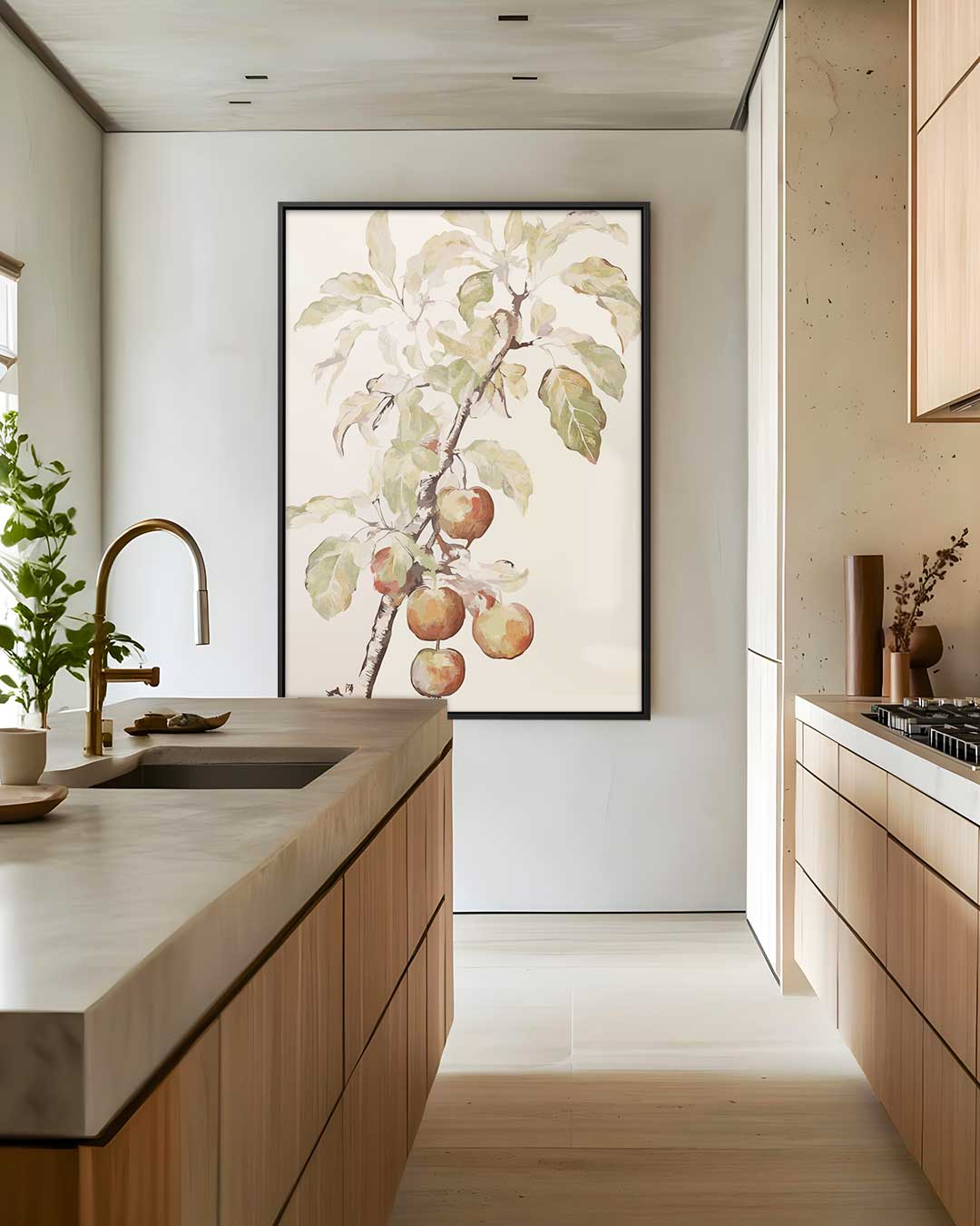 Vintage Appelboom Schilderij Kunstwerk-canvas-dibond-plexiglas-wanddecoratie-WallArtistic
